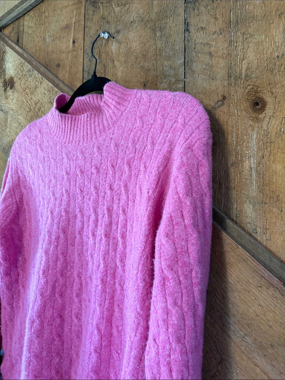 J. Crew Factory Pink Cable Knit Mock Neck Sweater BU741 Medium Womens - Picture 2 of 7